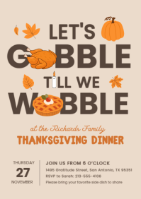 Illustrative Thanksgiving Dinner Invitation A4 template