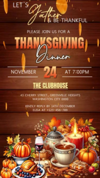 Illustrative Thanksgiving Dinner Invitation Instagram Story template