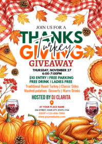 Illustrative Thanksgiving Dinner Party A6 template