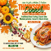 Illustrative Thanksgiving Dinner Party Instagram Post template