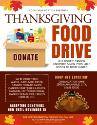 Illustrative Thanksgiving Fall Food Drive Charity Donation Fundraiser Flyer template