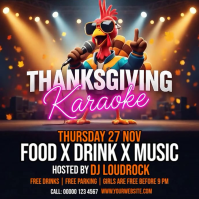 Illustrative Thanksgiving Karaoke Party Square (1:1) template
