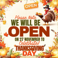 White Thanksgiving Open Announcement Instagram Post Template