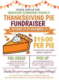 Illustrative Thanksgiving Pie Fundraiser  A4 template