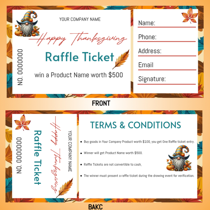 Turkey Raffle Template Copy of Illustrative Thanksgiving Raffle Entry Ticket Instagram Post ...