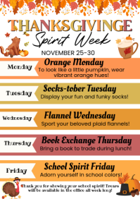 Illustrative Thanksgiving Spirit Week A4 template