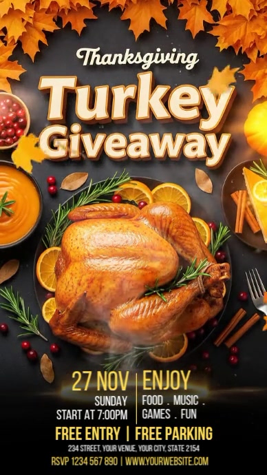 Turkey Raffle Ideas Illustrative Thanksgiving Turkey Giveaway Instagram Story Template ...
