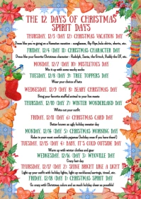 Illustrative The 12 Days Of Christmas Spirit Days A4 template