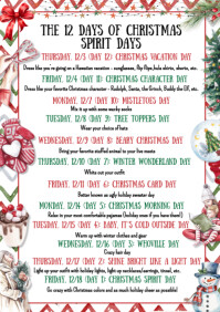 Illustrative The 12 Days Of Christmas Spirit Days A4 template