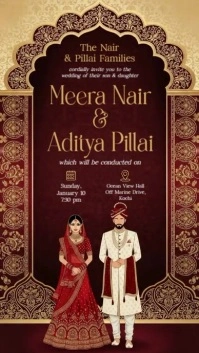 Illustrative Traditional Wedding Invitation Instagram Story template