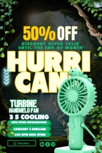 Illustrative Tropical Fan Advertisement Poster template