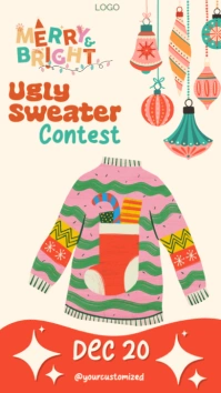 Illustrative Ugly Sweater Contest Instagram Story template