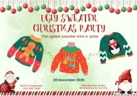 Illustrative Ugly Sweater Party Invitation A3 template