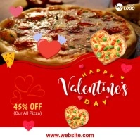 Illustrative Valentine's Day Pizza Shop Ad Instagram Post template