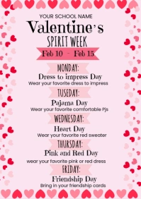 Illustrative Valentine's Spirit Week  A4 template