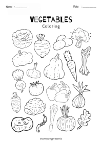 Illustrative Vegetable Coloring A5 template