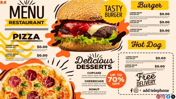 Sample Menu Visual Illustrative Vibrant Restaurant Menu Template | PosterMyWall