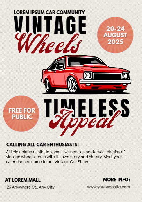 Illustrative Vintage Car Show Flyer A4 template