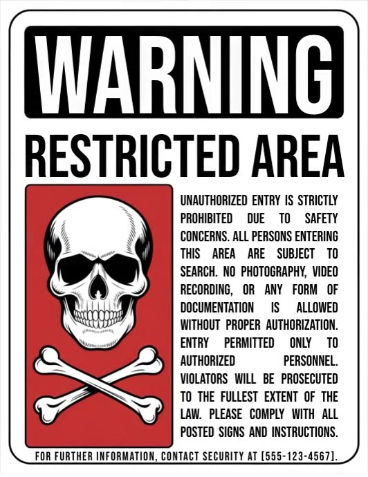 Restricted Design Illustrative Warning Sign, Restricted Area Da Template | PosterMyWall