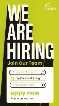 Yellow Job Hiring Announcement Instagram Reel Template