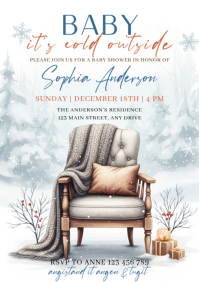 Illustrative Winter Baby Shower Invitation A3 template