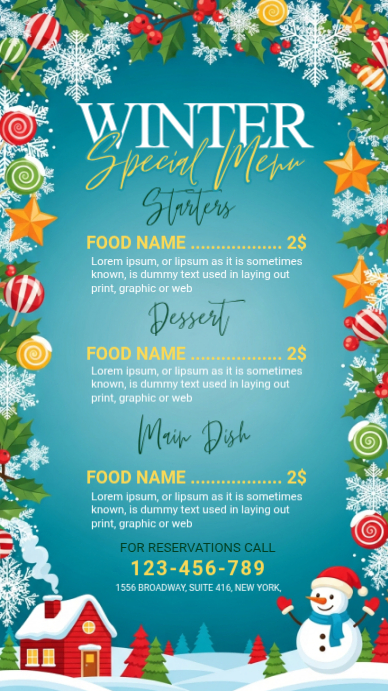 Winter Menu Pattern Winter Special Menu Template | PosterMyWall