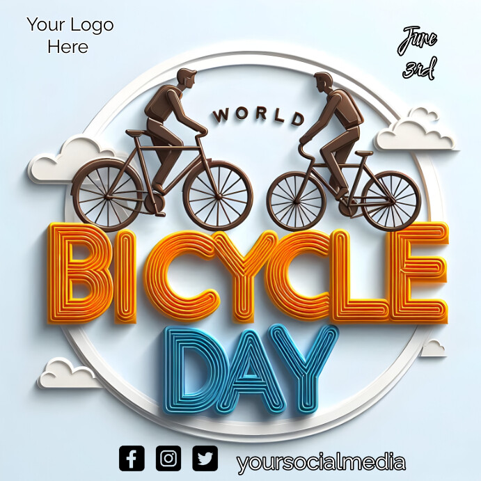 Illustrative World Bicycle Day Celebration I Template | PosterMyWall