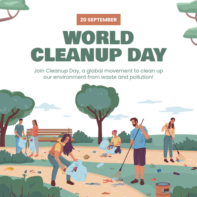 Illustrative World Clean Up Day Instagram Pos Template | PosterMyWall