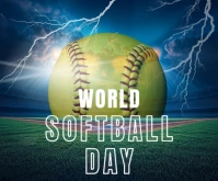 Illustrative World Softball Day Medium Rectangle template