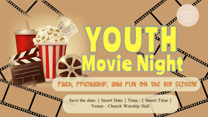 Illustrative Youth Movie Night Digital Display (16:9) template