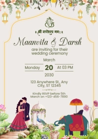 Ilustratif Indian Wedding Ceremony Invitation A4 template