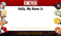 Ilustratif Nametag Cartoon One Piece Theme For Birthday Kids Tanda Mærke template