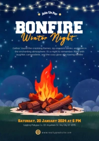 Ilustrative Bonfire Winter Night Flyer A4 template