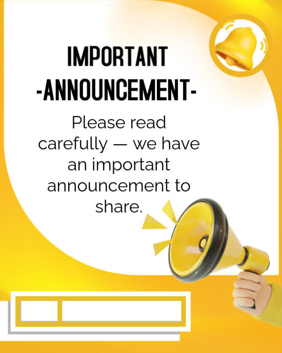 Important announcement celebration Instagram Portrait template