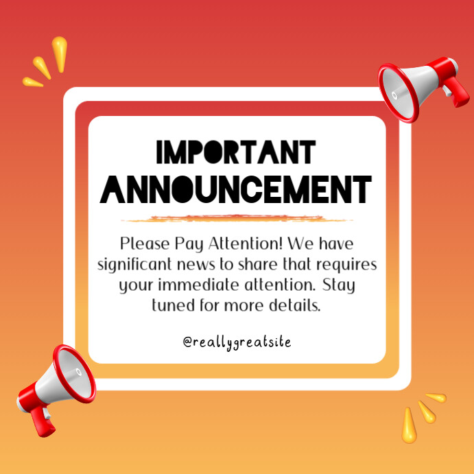 Important announcement Template | PosterMyWall
