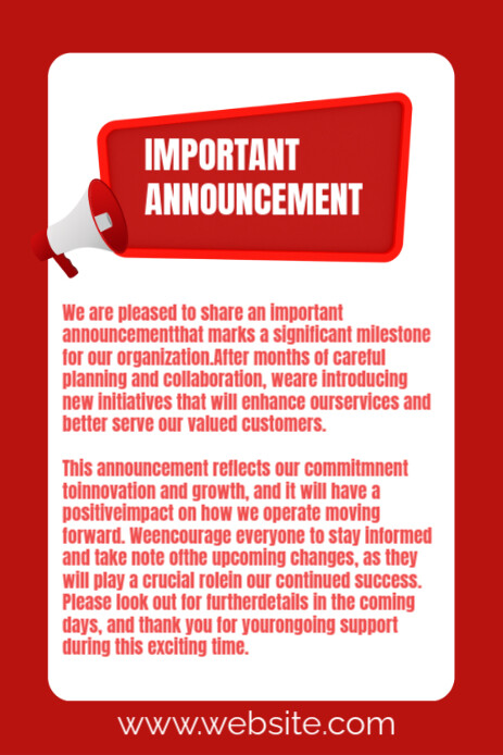 Important announcement Template | PosterMyWall