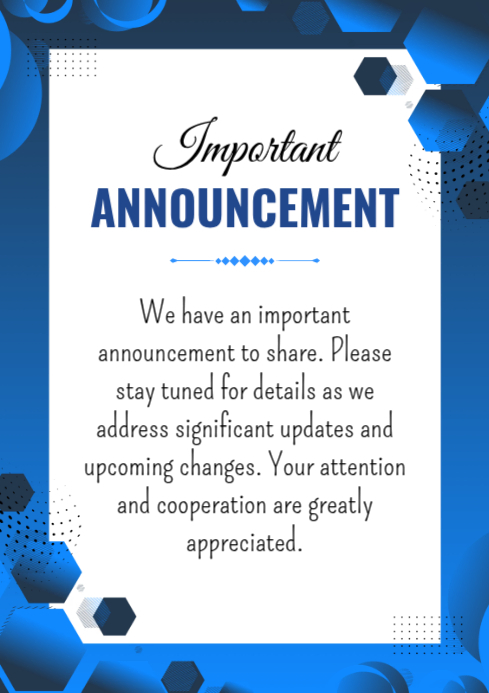 Important Announcement A4 template