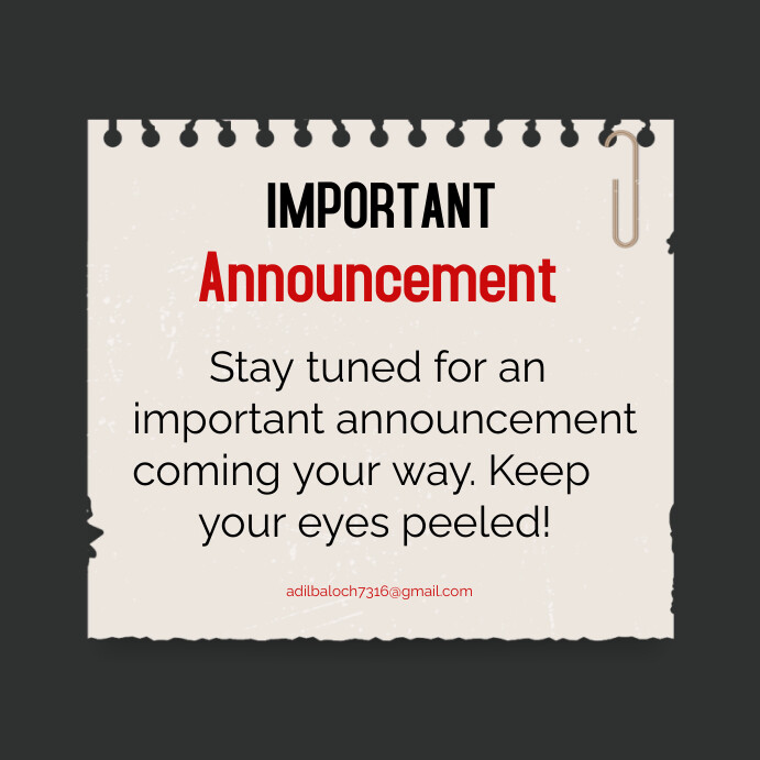 Important announcement Template | PosterMyWall