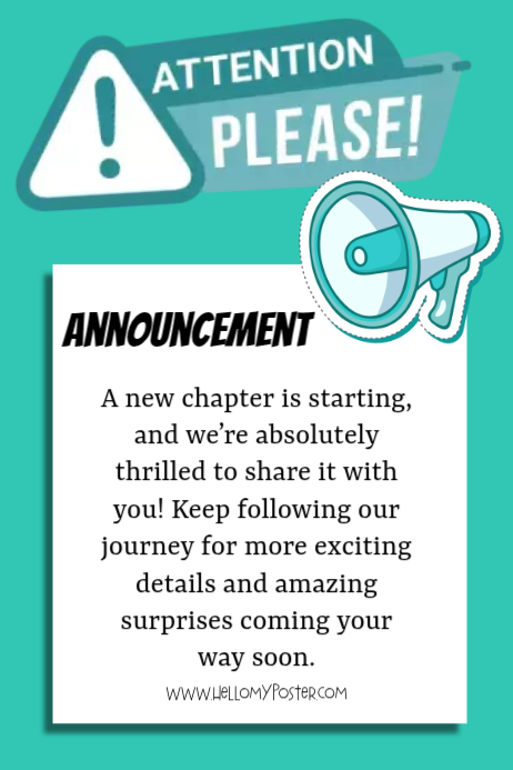 White Announcement Posters Template | PosterMyWall