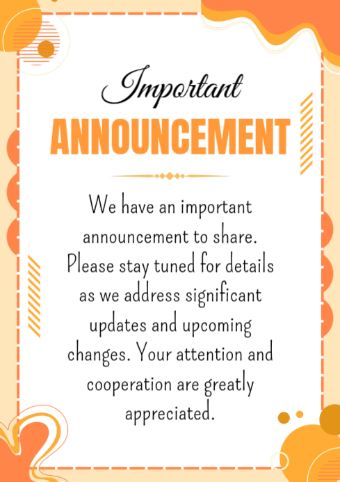 White Important Announcement A4 Template | PosterMyWall