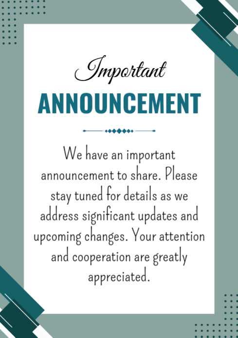 Important Announcement Template | PosterMyWall