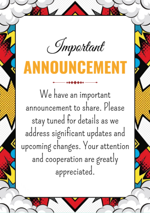 Important Announcement A4 template