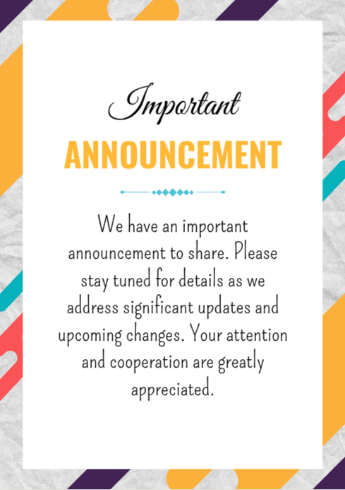 Plantilla de Important Announcement | PosterMyWall