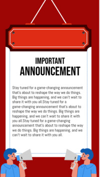 Important announcement Historia de Instagram template