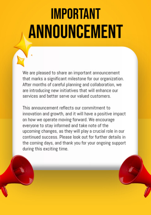 Plantilla de important announcement | PosterMyWall