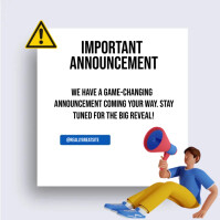 Important Announcement INSTAGRAM POST Template | PosterMyWall