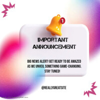 Important Announcement INSTAGRAM POST Template | PosterMyWall