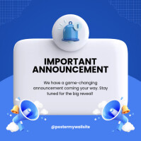 White Important Announcement Instagram Post Template | PosterMyWall