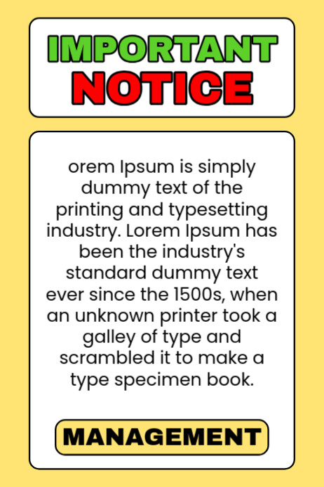 Important Notice Wording Important Attention Notice Sign Announce