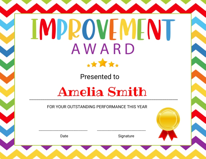 Improvement Awards Certificates Editable Template PosterMyWall
